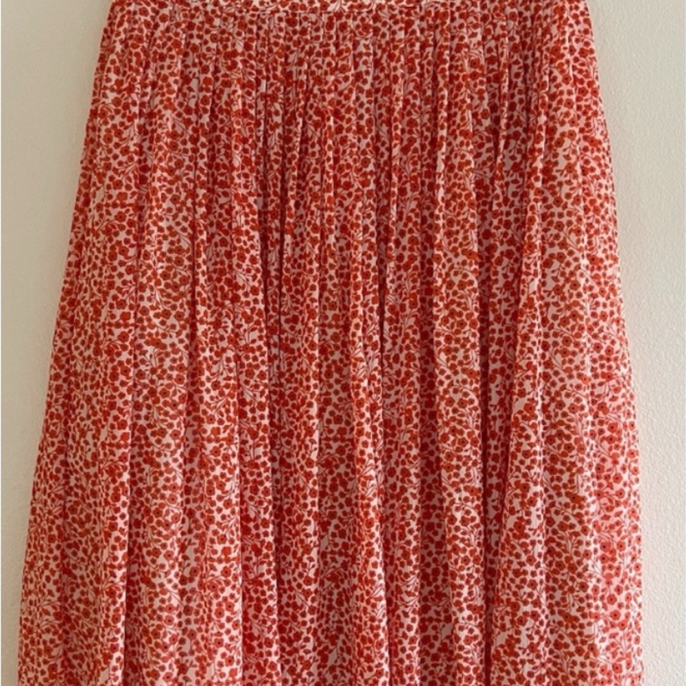 J. Crew Pleated Floral Red/Orange Skirt - size 6